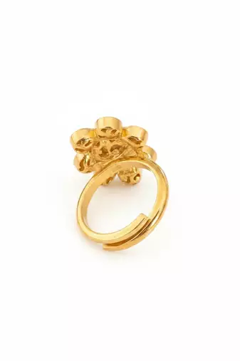 Gold plated moissanite diamond floral ring