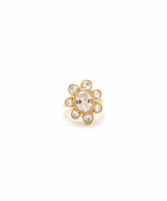 Gold plated moissanite diamond floral ring 4
