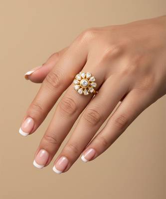 Gold plated moissanite polki diamond ring 1