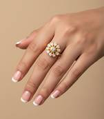 Gold plated moissanite polki diamond ring