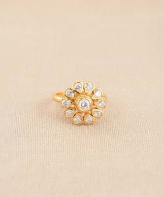 Gold plated moissanite polki diamond ring 2