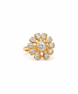 Gold plated moissanite polki diamond ring 3