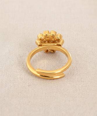 Gold plated moissanite polki diamond ring 4