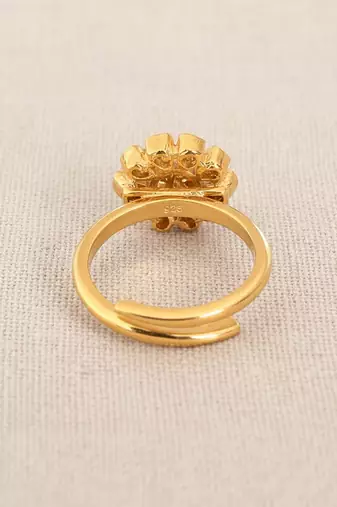 Gold plated moissanite polki diamond ring