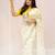 white printed work cotton blend saree