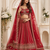 red color Handwork Sequin and Beads Multi Color and Thread work silk blend Lehnga Choli 