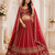 red color Handwork Sequin and Beads Multi Color and Thread work silk blend Lehnga Choli 