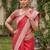 Kavindi women's cotton silk solid print with golden woven border saree with blouse