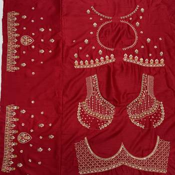 red color Handwork Sequin and Beads Multi Color and Thread work silk blend Lehnga Choli  5