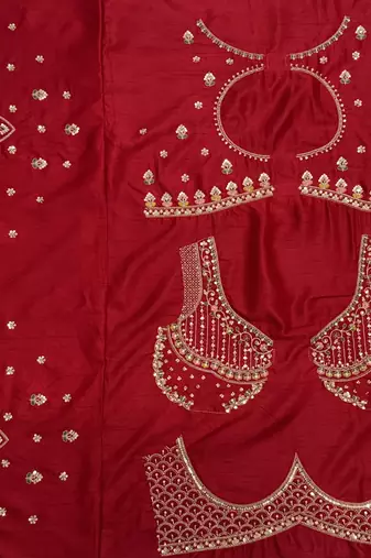 red color Handwork Sequin and Beads Multi Color and Thread work silk blend Lehnga Choli 