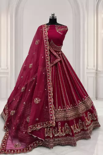 pink color Handwork Sequin and Beads Multi Color and Thread work silk blend Lehnga Choli 