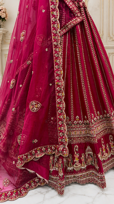 pink color Handwork Sequin and Beads Multi Color and Thread work silk blend Lehnga Choli  4