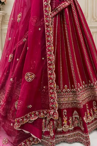 pink color Handwork Sequin and Beads Multi Color and Thread work silk blend Lehnga Choli 