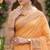 Kavindi women's cotton silk solid print with golden woven border saree with blouse