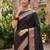 Kavindi women's cotton silk solid print with golden woven border saree with blouse