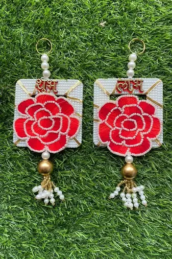 handmade decorative hanging shubh-labh hanging traditional for decoration for home decor (pack of 2)