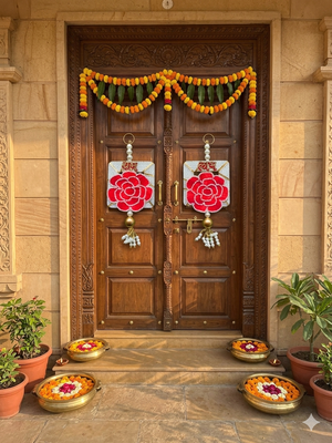 handmade decorative hanging shubh-labh hanging traditional for decoration for home decor (pack of 2) 2