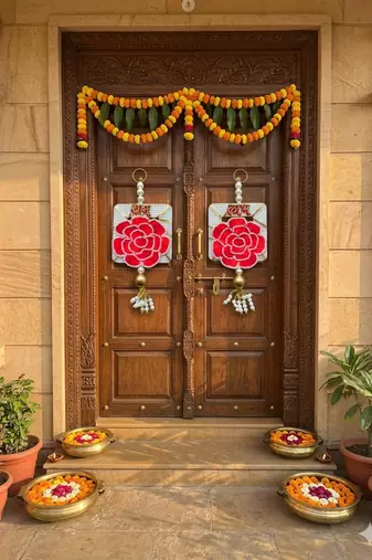 handmade decorative hanging shubh-labh hanging traditional for decoration for home decor (pack of 2)
