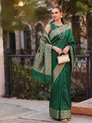 Dark cotton blend saree with blouse 1