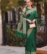 Dark cotton blend saree with blouse
