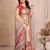 cream printed work cotton blend saree
