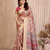 cream printed work cotton blend saree