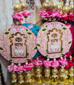 handmade floral beads shubh labh mdf decorativetraditional flower hanging decoration (set of 1)