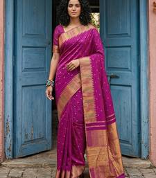 wine silk blend saree with blouse