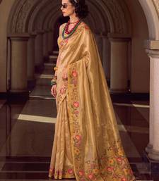 gold tissue saree with blouse