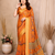 orange printed work cotton blend saree