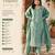 Women's sea green silk blend straight kurta set with dupatta and pant