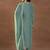 Women's sea green silk blend straight kurta set with dupatta and pant