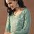 Women's sea green silk blend straight kurta set with dupatta and pant