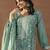 Women's sea green silk blend straight kurta set with dupatta and pant