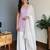 Women's lavender embroidered georgette kurti set with dupatta and palazzo