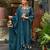 Women's teal chanderi straight kurta set with dupatta and pant