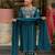 Women's teal chanderi straight kurta set with dupatta and pant