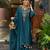Women's teal chanderi straight kurta set with dupatta and pant