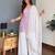 Women's lavender embroidered georgette kurti set with dupatta and palazzo