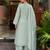 Women's light green chanderi straight kurta set with dupatta and pant