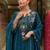 Women's teal chanderi straight kurta set with dupatta and pant