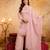 Women's pink embroidered silk blend kurta set with dupatta and palazzo