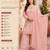 Women's pink embroidered silk blend kurta set with dupatta and palazzo