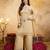 Women's yellow embroidered silk blend kurta set with dupatta and palazzo