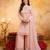 Women's pink embroidered silk blend kurta set with dupatta and palazzo