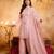 Women's pink embroidered silk blend kurta set with dupatta and palazzo