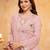 Women's pink embroidered silk blend kurta set with dupatta and palazzo