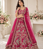 pink color Beads work Multi Thread and Dori Sequence work silk blend Lehenga Choli 