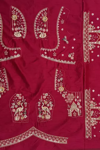 pink color Beads work Multi Thread and Dori Sequence work silk blend Lehenga Choli 
