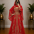 Red Gold Embroidered Moroccan Kaftan Gown with Dupatta